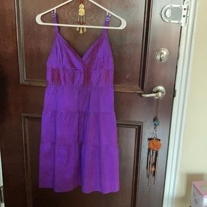 Theory Julie W metallic purple tiered silk dress 8